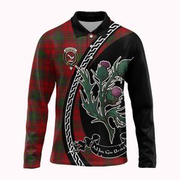 ScotsTee Shop Scottish MacDougall (McDougall) Family Crest Tartan Long Sleeve Polo Shirt Alba Thistle Inspired