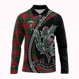 ScotsTee Shop Scottish MacCulloch (McCulloch) Family Crest Tartan Long Sleeve Polo Shirt Alba Thistle Inspired