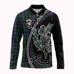ScotsTee Shop Scottish Galbraith Family Crest Tartan Long Sleeve Polo Shirt Alba Thistle Inspired