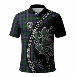 ScotsTee Shop Scottish Galbraith Family Crest Tartan Long Sleeve Polo Shirt Alba Thistle Inspired