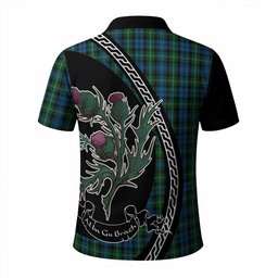 ScotsTee Shop Scottish Lyon Family Crest Tartan Long Sleeve Polo Shirt Alba Thistle Inspired