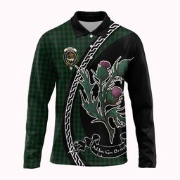 ScotsTee Shop Scottish Graham Family Crest Tartan Long Sleeve Polo Shirt Alba Thistle Inspired
