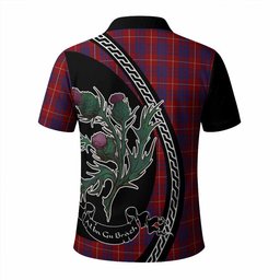 ScotsTee Shop Scottish Hamilton Family Crest Tartan Long Sleeve Polo Shirt Alba Thistle Inspired