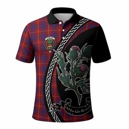 ScotsTee Shop Scottish Hamilton Family Crest Tartan Long Sleeve Polo Shirt Alba Thistle Inspired