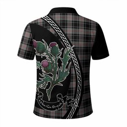 ScotsTee Shop Scottish Moffat Family Crest Tartan Long Sleeve Polo Shirt Alba Thistle Inspired