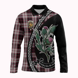 ScotsTee Shop Scottish MacPherson (McPherson) Family Crest Tartan Long Sleeve Polo Shirt Alba Thistle Inspired
