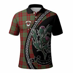 ScotsTee Shop Scottish Leask Family Crest Tartan Long Sleeve Polo Shirt Alba Thistle Inspired