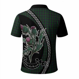 ScotsTee Shop Scottish Elphinstone Family Crest Tartan Long Sleeve Polo Shirt Alba Thistle Inspired