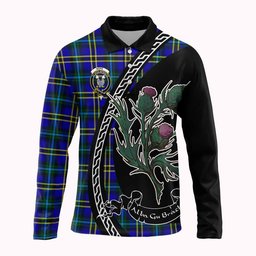ScotsTee Shop Scottish Hope Family Crest Tartan Long Sleeve Polo Shirt Alba Thistle Inspired