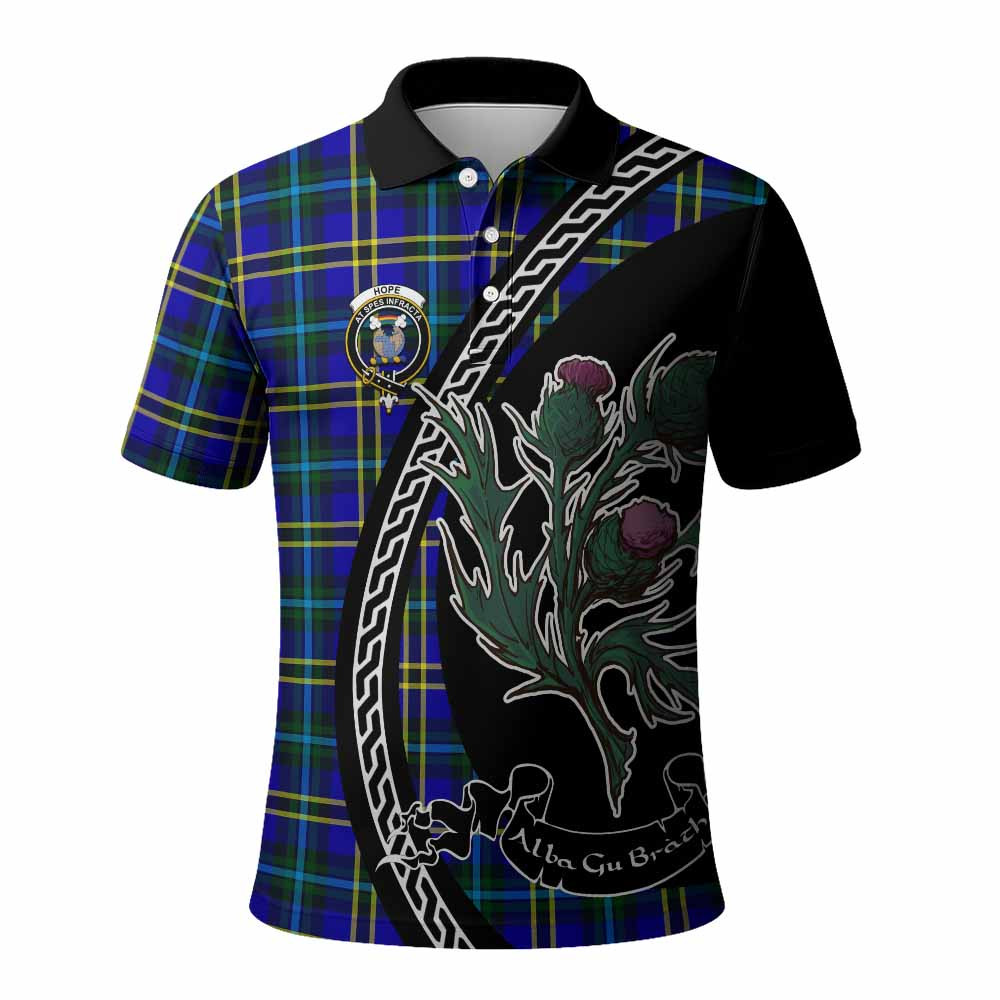 ScotsTee Shop Scottish Hope Family Crest Tartan Long Sleeve Polo Shirt Alba Thistle Inspired