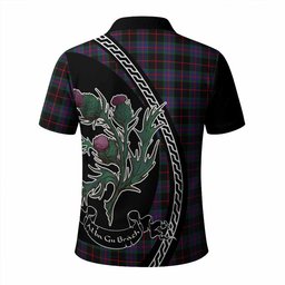 ScotsTee Shop Scottish Nairn Family Crest Tartan Long Sleeve Polo Shirt Alba Thistle Inspired