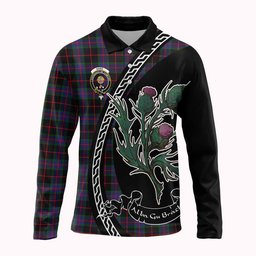 ScotsTee Shop Scottish Nairn Family Crest Tartan Long Sleeve Polo Shirt Alba Thistle Inspired