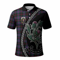 ScotsTee Shop Scottish Nairn Family Crest Tartan Long Sleeve Polo Shirt Alba Thistle Inspired