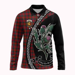 ScotsTee Shop Scottish Nicolson Family Crest Tartan Long Sleeve Polo Shirt Alba Thistle Inspired