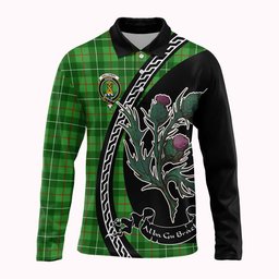 ScotsTee Shop Scottish Galloway Family Crest Tartan Long Sleeve Polo Shirt Alba Thistle Inspired