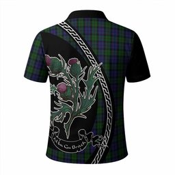ScotsTee Shop Scottish Dundas Family Crest Tartan Long Sleeve Polo Shirt Alba Thistle Inspired