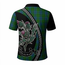 ScotsTee Shop Scottish Johnstone (Johnston) Family Crest Tartan Long Sleeve Polo Shirt Alba Thistle Inspired