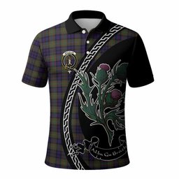 ScotsTee Shop Scottish MacLellan (McLellan) Family Crest Tartan Long Sleeve Polo Shirt Alba Thistle Inspired