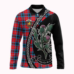 ScotsTee Shop Scottish MacTavish (McTavish) Family Crest Tartan Long Sleeve Polo Shirt Alba Thistle Inspired