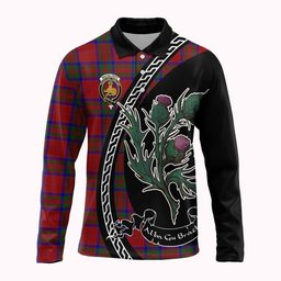 ScotsTee Shop Scottish MacGilvery (McGilvery) Family Crest Tartan Long Sleeve Polo Shirt Alba Thistle Inspired