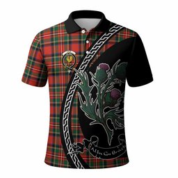 ScotsTee Shop Scottish Lyle Family Crest Tartan Long Sleeve Polo Shirt Alba Thistle Inspired