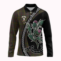 ScotsTee Shop Scottish Hall Family Crest Tartan Long Sleeve Polo Shirt Alba Thistle Inspired