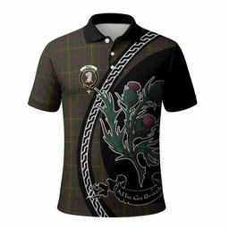 ScotsTee Shop Scottish Hall Family Crest Tartan Long Sleeve Polo Shirt Alba Thistle Inspired