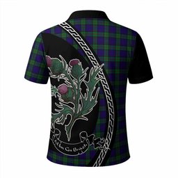 ScotsTee Shop Scottish MacKinlay (McKinlay) Family Crest Tartan Long Sleeve Polo Shirt Alba Thistle Inspired