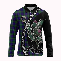 ScotsTee Shop Scottish MacKinlay (McKinlay) Family Crest Tartan Long Sleeve Polo Shirt Alba Thistle Inspired