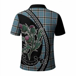 ScotsTee Shop Scottish Thompson (Thomson) Family Crest Tartan Long Sleeve Polo Shirt Alba Thistle Inspired