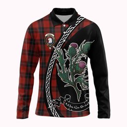 ScotsTee Shop Scottish Ramsay Family Crest Tartan Long Sleeve Polo Shirt Alba Thistle Inspired