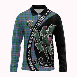 ScotsTee Shop Scottish Ralston Family Crest Tartan Long Sleeve Polo Shirt Alba Thistle Inspired