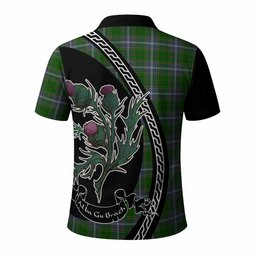 ScotsTee Shop Scottish Pringle Family Crest Tartan Long Sleeve Polo Shirt Alba Thistle Inspired