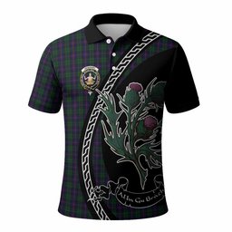 ScotsTee Shop Scottish Urquhart Family Crest Tartan Long Sleeve Polo Shirt Alba Thistle Inspired