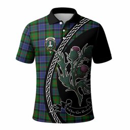 ScotsTee Shop Scottish Paterson Family Crest Tartan Long Sleeve Polo Shirt Alba Thistle Inspired