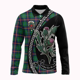 ScotsTee Shop Scottish Young Family Crest Tartan Long Sleeve Polo Shirt Alba Thistle Inspired