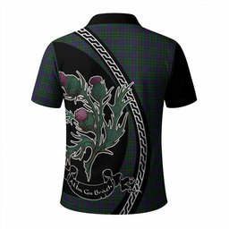 ScotsTee Shop Scottish Wood Family Crest Tartan Long Sleeve Polo Shirt Alba Thistle Inspired