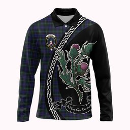 ScotsTee Shop Scottish Sempill (Semple) Family Crest Tartan Long Sleeve Polo Shirt Alba Thistle Inspired