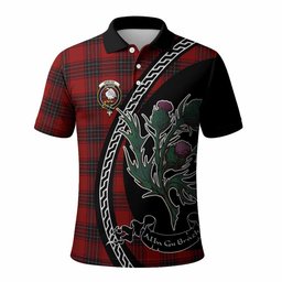 ScotsTee Shop Scottish Wemyss Family Crest Tartan Long Sleeve Polo Shirt Alba Thistle Inspired