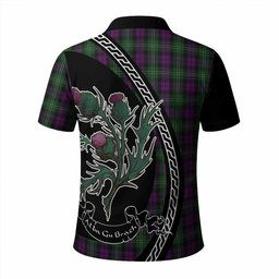 ScotsTee Shop Scottish Wilson Family Crest Tartan Long Sleeve Polo Shirt Alba Thistle Inspired
