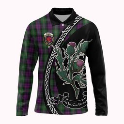 ScotsTee Shop Scottish Wilson Family Crest Tartan Long Sleeve Polo Shirt Alba Thistle Inspired