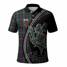 ScotsTee Shop Scottish Wilson Family Crest Tartan Long Sleeve Polo Shirt Alba Thistle Inspired