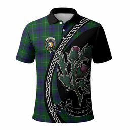ScotsTee Shop Scottish Oliphant Family Crest Tartan Long Sleeve Polo Shirt Alba Thistle Inspired