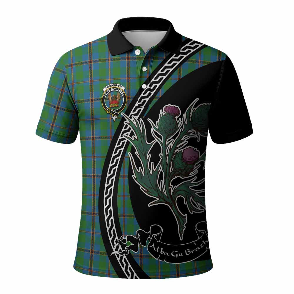 ScotsTee Shop Scottish Snodgrass Family Crest Tartan Long Sleeve Polo Shirt Alba Thistle Inspired