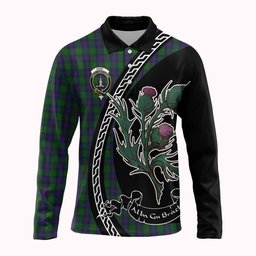 ScotsTee Shop Scottish Shaw Family Crest Tartan Long Sleeve Polo Shirt Alba Thistle Inspired