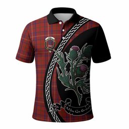 ScotsTee Shop Scottish Rose Family Crest Tartan Long Sleeve Polo Shirt Alba Thistle Inspired