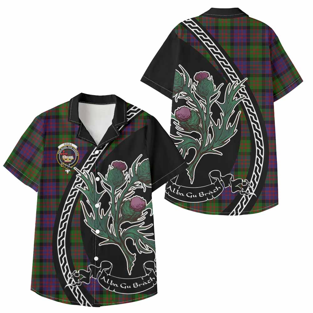 ScotsTee Shop Coull Family Crest Tartan Kid Hawaiian Shirt Alba Thistle Inspired