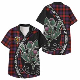 ScotsTee Shop Brown (Broun) Family Crest Tartan Kid Hawaiian Shirt Alba Thistle Inspired