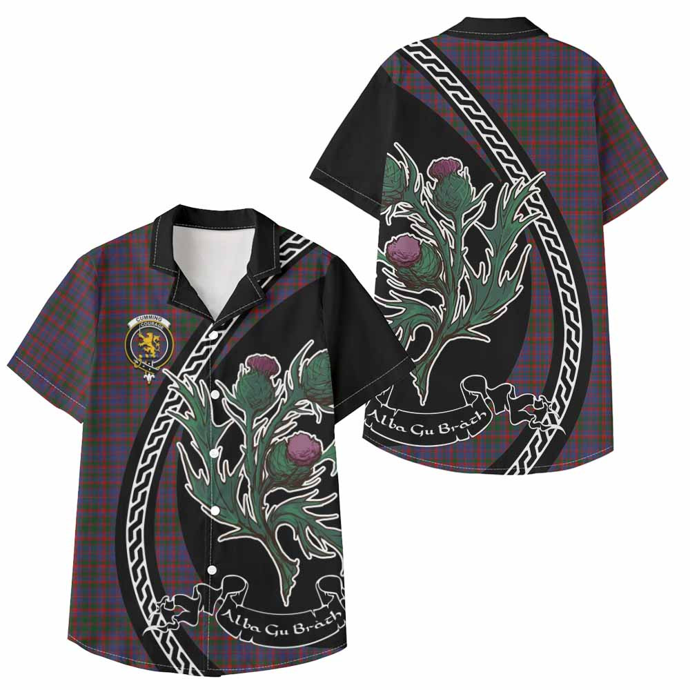 ScotsTee Shop Cumming Family Crest Tartan Kid Hawaiian Shirt Alba Thistle Inspired
