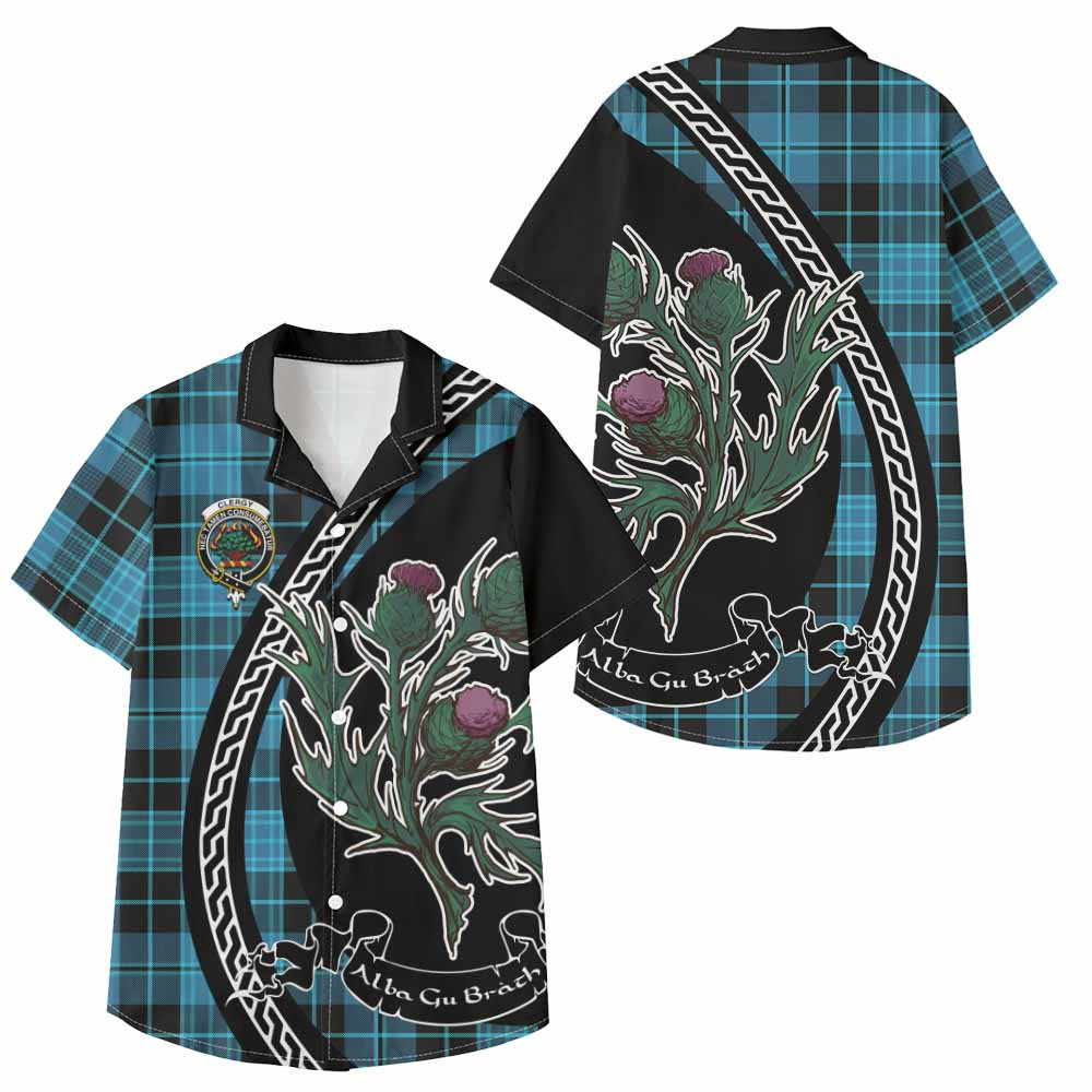 ScotsTee Shop Clergy Family Crest Tartan Kid Hawaiian Shirt Alba Thistle Inspired